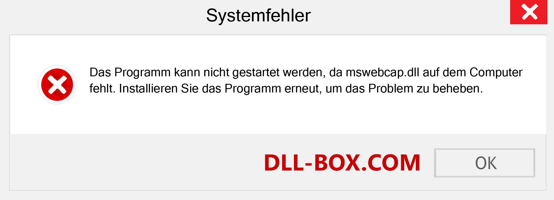 mswebcap.dll-Datei fehlt?. Download für Windows 7, 8, 10 - Fix mswebcap dll Missing Error unter Windows, Fotos, Bildern