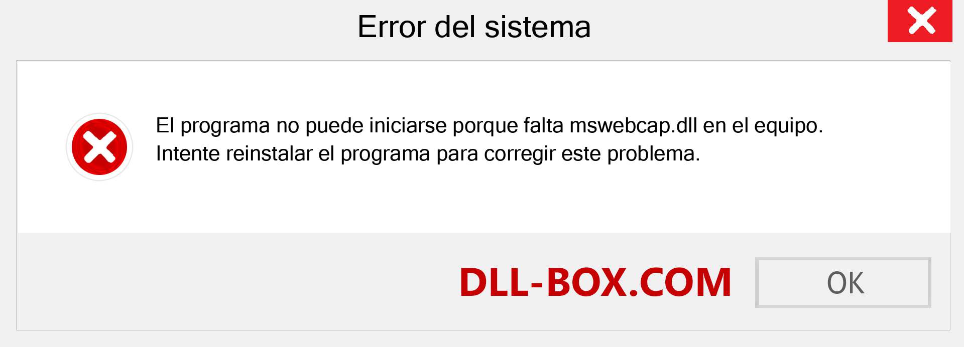 ¿Falta el archivo mswebcap.dll ?. Descargar para Windows 7, 8, 10 - Corregir mswebcap dll Missing Error en Windows, fotos, imágenes