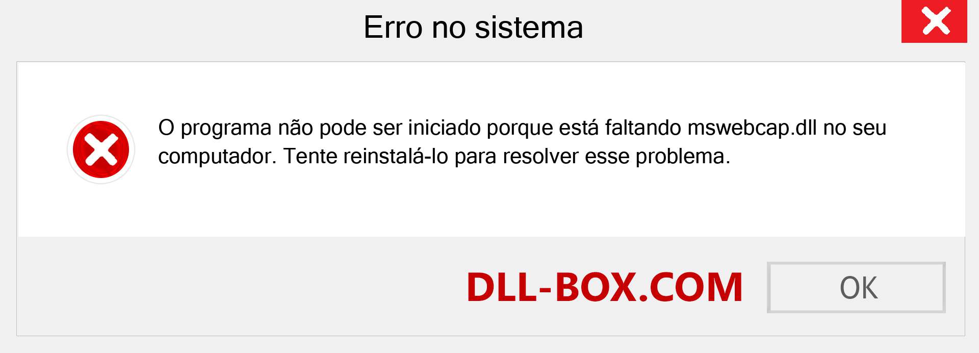 Arquivo mswebcap.dll ausente ?. Download para Windows 7, 8, 10 - Correção de erro ausente mswebcap dll no Windows, fotos, imagens